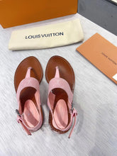 Load image into Gallery viewer, Louis Vuitton Starboard Flat Thong Sandal Monogram Denim Pink For Women LV