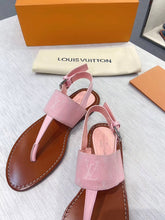 Load image into Gallery viewer, Louis Vuitton Starboard Flat Thong Sandal Monogram Denim Pink For Women LV