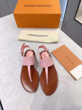 Load image into Gallery viewer, Louis Vuitton Starboard Flat Thong Sandal Monogram Denim Pink For Women LV