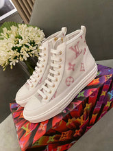 Load image into Gallery viewer, Louis Vuitton Stellar Sneaker Boot Monogram Denim Pink/White For Women LV