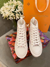 Load image into Gallery viewer, Louis Vuitton Stellar Sneaker Boot Monogram Denim Pink/White For Women LV