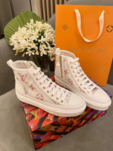 Load image into Gallery viewer, Louis Vuitton Stellar Sneaker Boot Monogram Denim Pink/White For Women LV