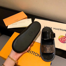 Load image into Gallery viewer, Louis Vuitton Sunbath Flat Mule Shiny Rubber Black For Women LV