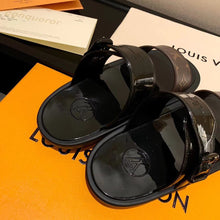 Load image into Gallery viewer, Louis Vuitton Sunbath Flat Mule Shiny Rubber Black For Women LV