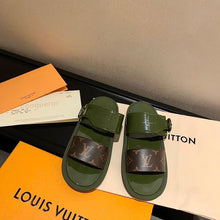 Load image into Gallery viewer, Louis Vuitton Sunbath Flat Mule Shiny Rubber Kaki For Women LV