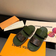 Load image into Gallery viewer, Louis Vuitton Sunbath Flat Mule Shiny Rubber Kaki For Women LV