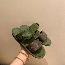 Load image into Gallery viewer, Louis Vuitton Sunbath Flat Mule Shiny Rubber Kaki For Women LV