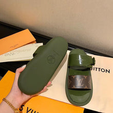 Load image into Gallery viewer, Louis Vuitton Sunbath Flat Mule Shiny Rubber Kaki For Women LV