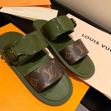 Load image into Gallery viewer, Louis Vuitton Sunbath Flat Mule Shiny Rubber Kaki For Women LV