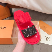 Load image into Gallery viewer, Louis Vuitton Sunbath Flat Mule Shiny Rubber Red For Women LV