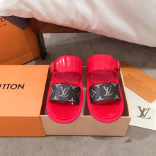Load image into Gallery viewer, Louis Vuitton Sunbath Flat Mule Shiny Rubber Red For Women LV