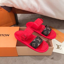 Load image into Gallery viewer, Louis Vuitton Sunbath Flat Mule Shiny Rubber Red For Women LV