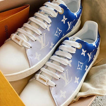 Load image into Gallery viewer, Louis Vuitton Time Out Sneaker Patent Monogram Canvas Blue For Women LV