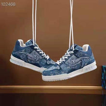 Load image into Gallery viewer, Louis Vuitton Unisex LV Trainer Sneaker Blue Monogram Denim Flowers Rubber LV Initials