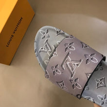 Load image into Gallery viewer, Louis Vuitton Waterfront Mule Monogram Embossed Metallic Rubber Gray For Women LV