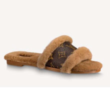Load image into Gallery viewer, Louis Vuitton Women Lock It Flat Mule Mink Fur Patent Monogram Canvas
