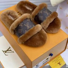 Load image into Gallery viewer, Louis Vuitton Women Lock It Flat Mule Mink Fur Patent Monogram Canvas