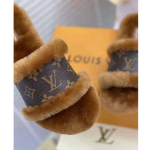 Load image into Gallery viewer, Louis Vuitton Women Lock It Flat Mule Mink Fur Patent Monogram Canvas