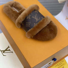 Load image into Gallery viewer, Louis Vuitton Women Lock It Flat Mule Mink Fur Patent Monogram Canvas