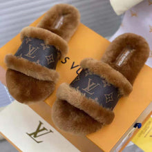 Load image into Gallery viewer, Louis Vuitton Women Lock It Flat Mule Mink Fur Patent Monogram Canvas