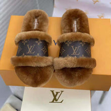 Load image into Gallery viewer, Louis Vuitton Women Lock It Flat Mule Mink Fur Patent Monogram Canvas