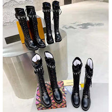 Load image into Gallery viewer, Louis Vuitton Women Territory Flat Higher Ranger Black Calf Leather LV Circle