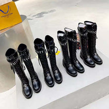 Load image into Gallery viewer, Louis Vuitton Women Territory Flat Higher Ranger Black Calf Leather LV Circle