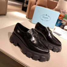 Load image into Gallery viewer, Prada Women Monolith Pointy Brushed Leather Loafers-Black