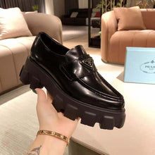 Load image into Gallery viewer, Prada Women Monolith Pointy Brushed Leather Loafers-Black