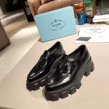 Load image into Gallery viewer, Prada Women Monolith Pointy Brushed Leather Loafers-Black