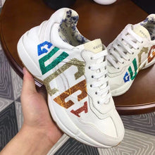 Load image into Gallery viewer, Rhyton Glitter Logo Dad Sneakers Calfskin Leather Spring/Summer Collection Off White