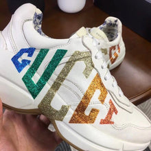 Load image into Gallery viewer, Rhyton Glitter Logo Dad Sneakers Calfskin Leather Spring/Summer Collection Off White