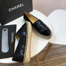 Load image into Gallery viewer, Sequin and Fabric CC Lambskin Toe Espadrilles Fall/Winter Collection Black