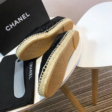 Load image into Gallery viewer, Sequin and Fabric CC Lambskin Toe Espadrilles Fall/Winter Collection Black