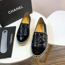 Load image into Gallery viewer, Sequin and Fabric CC Lambskin Toe Espadrilles Fall/Winter Collection Black