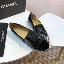 Load image into Gallery viewer, Sequin and Fabric CC Lambskin Toe Espadrilles Fall/Winter Collection Black