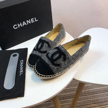Load image into Gallery viewer, Tweed and Fabric Espadrilles Spring/Summer Collection Act 2 Grey/Black