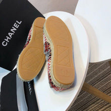 Load image into Gallery viewer, Tweed Plaid and Lambskin Toe Espadrilles Spring/Summer Collection Act 2 Red/Black/White