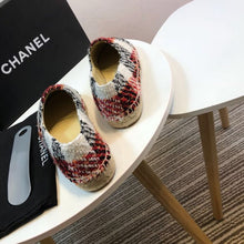 Load image into Gallery viewer, Tweed Plaid and Lambskin Toe Espadrilles Spring/Summer Collection Act 2 Red/Black/White
