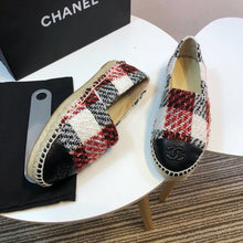 Load image into Gallery viewer, Tweed Plaid and Lambskin Toe Espadrilles Spring/Summer Collection Act 2 Red/Black/White