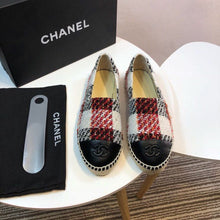 Load image into Gallery viewer, Tweed Plaid and Lambskin Toe Espadrilles Spring/Summer Collection Act 2 Red/Black/White
